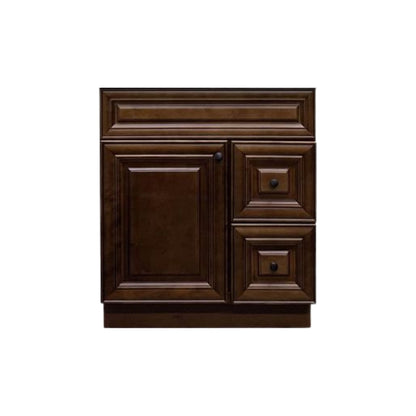 RTA Maple Walnut Raised Panel 30" Freestanding Bathroom Vanity Combo Base with Optional Quartz or Ceramic Countertop
