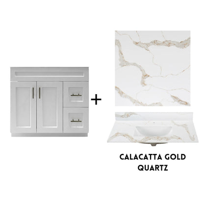 RTA White Shaker 36" Freestanding Bathroom Vanity Combo Base with Optional Quartz or Ceramic Countertop