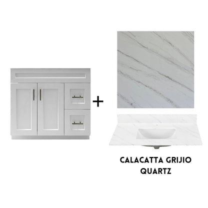 RTA White Shaker 36" Freestanding Bathroom Vanity Combo Base with Optional Quartz or Ceramic Countertop