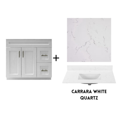 RTA White Shaker 36" Freestanding Bathroom Vanity Combo Base with Optional Quartz or Ceramic Countertop