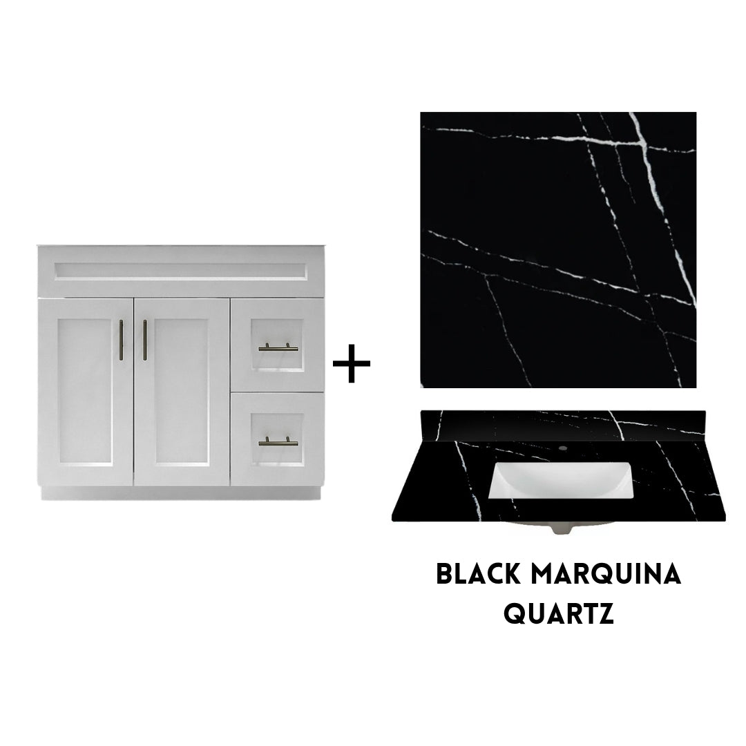 RTA White Shaker 36" Freestanding Bathroom Vanity Combo Base with Optional Quartz or Ceramic Countertop