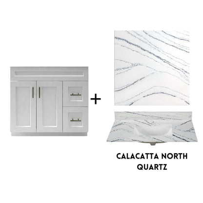 RTA White Shaker 36" Freestanding Bathroom Vanity Combo Base with Optional Quartz or Ceramic Countertop