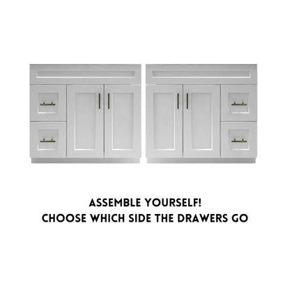 RTA White Shaker 36" Freestanding Bathroom Vanity Combo Base with Optional Quartz or Ceramic Countertop