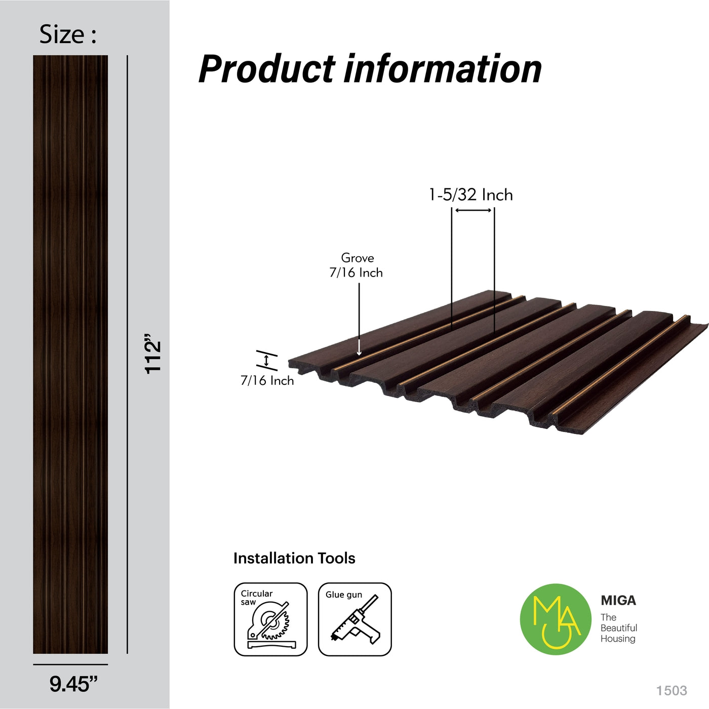 Gilded Wenge Multi Width Slatted Polypropylene Interior Decorative Wall Panel