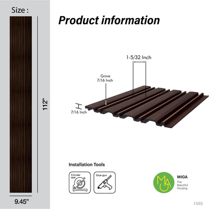 Gilded Wenge Multi Width Slatted Polypropylene Interior Decorative Wall Panel