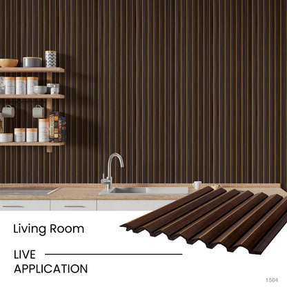 Gilded Dark Oak Corrugated Polypropylene Interior Decorative Wall Panel