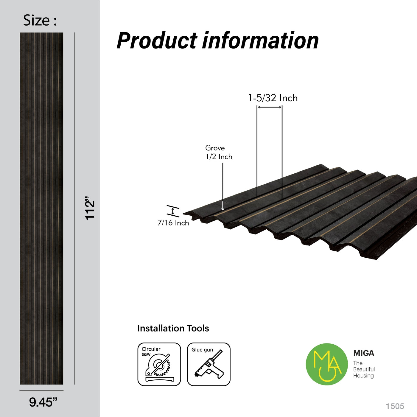 Gilded Charcoal Corrugated Polypropylene Interior Decorative Wall Panel