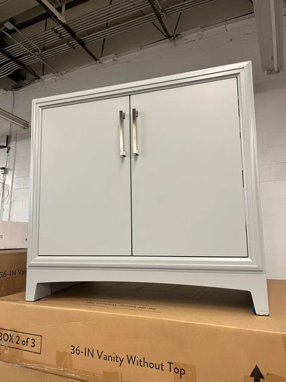 [CLEARANCE] Greentouch Home Norbeck Ellen DeGeneres Light Grey 36" Bathroom Vanity [BASE ONLY]