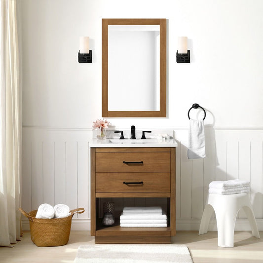 [CLEARANCE] OVE Decors Carran Wax Pine 30” Bathroom Vanity [BASE ONLY]