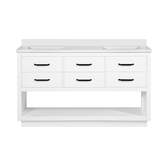 [CLEARANCE] OVE Decors Carran White 60" Bathroom Vanity [BASE ONLY]