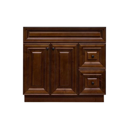 RTA Maple Walnut Raised Panel 36" Freestanding Bathroom Vanity Combo Base with Optional Quartz or Ceramic Countertop