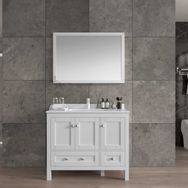 Elvin 42" Freestanding Bathroom Vanity with Carrara Quartz Top