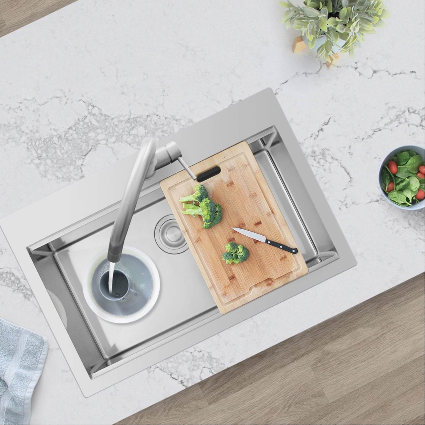 Mandy 33" Stainless Steel Top Mount Kitchen Sink with Workstation