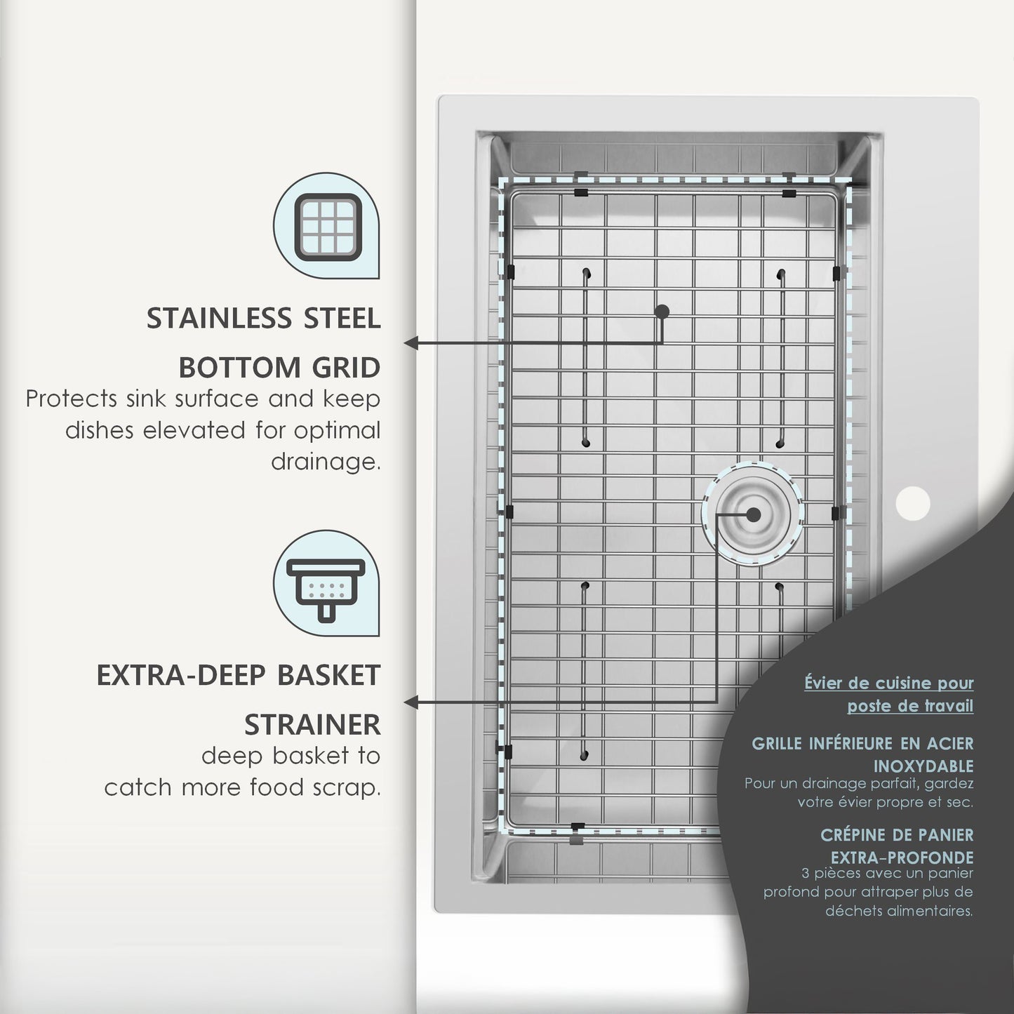 Mandy 33" Stainless Steel Top Mount Kitchen Sink with Workstation