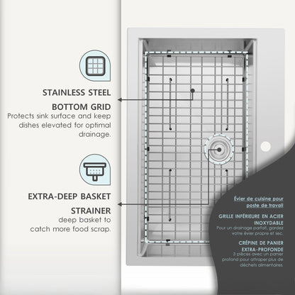 Mandy 33" Stainless Steel Top Mount Kitchen Sink with Workstation