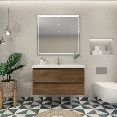 Bohemia Lina 42" Wall Mounted Bathroom Vanity with Acrylic Integrated Sink Top