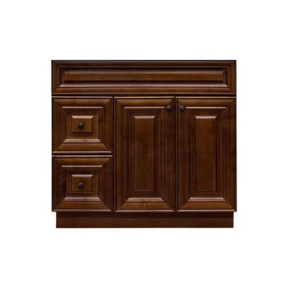 RTA Maple Walnut Raised Panel 36" Freestanding Bathroom Vanity Combo Base with Optional Quartz or Ceramic Countertop