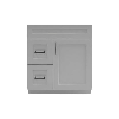 RTA Light Grey Shaker 30" Freestanding Bathroom Vanity Combo Base with Optional Quartz or Ceramic Countertop