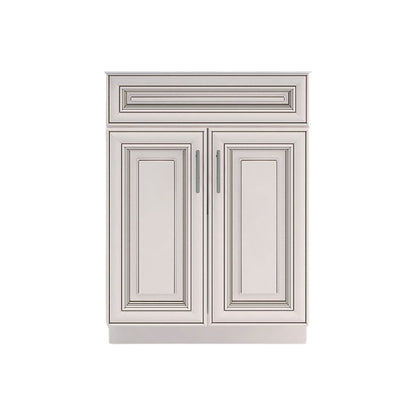 RTA Antique White Raised Panel 24" Freestanding Bathroom Vanity Sink Base with Optional Quartz or Ceramic Countertop