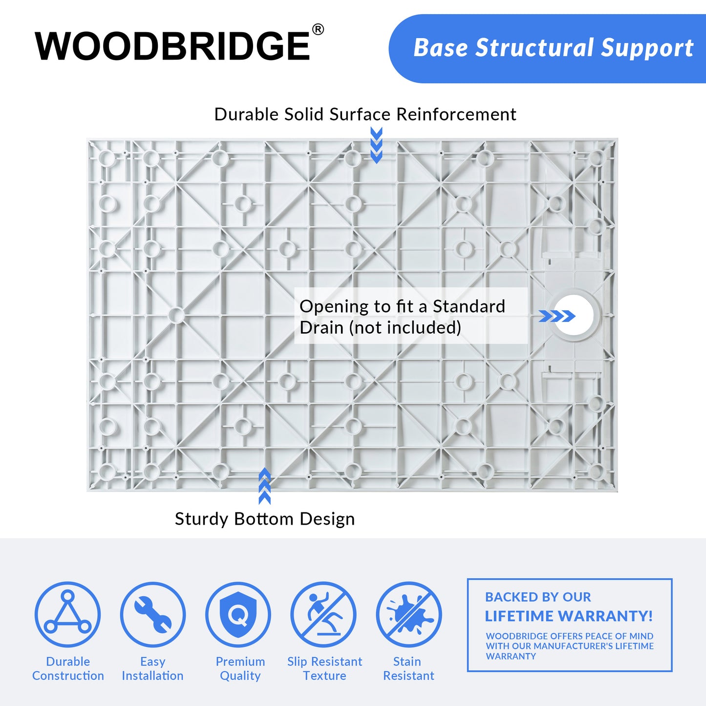 Offset Zero Threshold Solid Surface Shower Base Pan