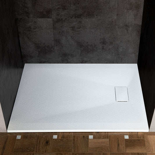 Prism Offset Zero Threshold Solid Surface Shower Base Pan