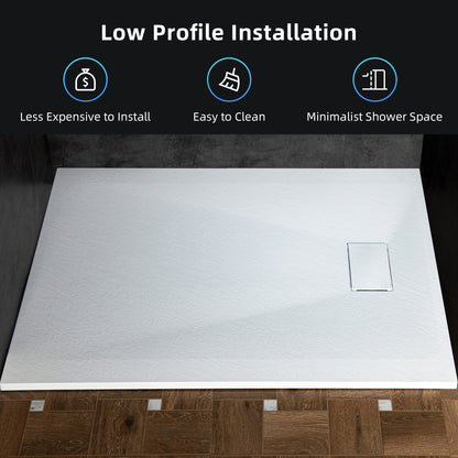 Prism Offset Zero Threshold Solid Surface Shower Base Pan