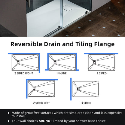 Prism Offset Zero Threshold Solid Surface Shower Base Pan