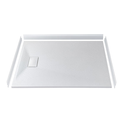 Prism Offset Zero Threshold Solid Surface Shower Base Pan