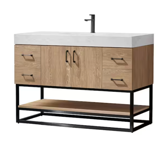 [CLEARANCE] 48" Alistair 48B Bath Vanity Base - Oak Finish