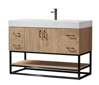 [CLEARANCE] 48" Alistair 48B Bath Vanity Base - Oak Finish