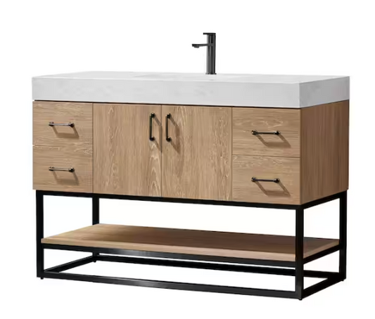 [CLEARANCE] 48" Alistair 48B Bath Vanity Base - Oak Finish