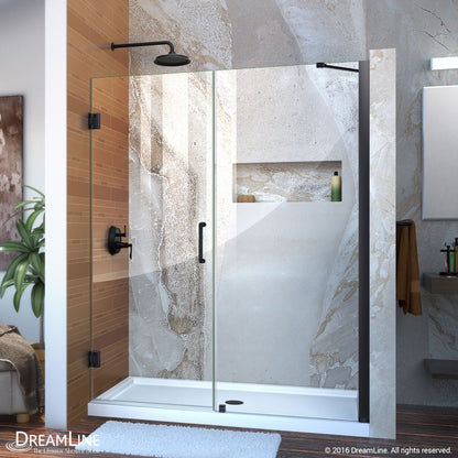 Unidoor Frameless Hinged Shower Door with Support Arm for 30" Stationary Panel