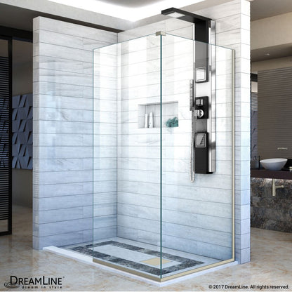 Linea Frameless Stationary Shower Panel Corner Enclosure for Open Entry Design
