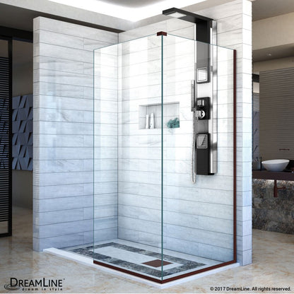 Linea Frameless Stationary Shower Panel Corner Enclosure for Open Entry Design
