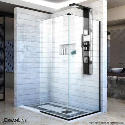Linea Frameless Stationary Shower Panel Corner Enclosure for Open Entry Design