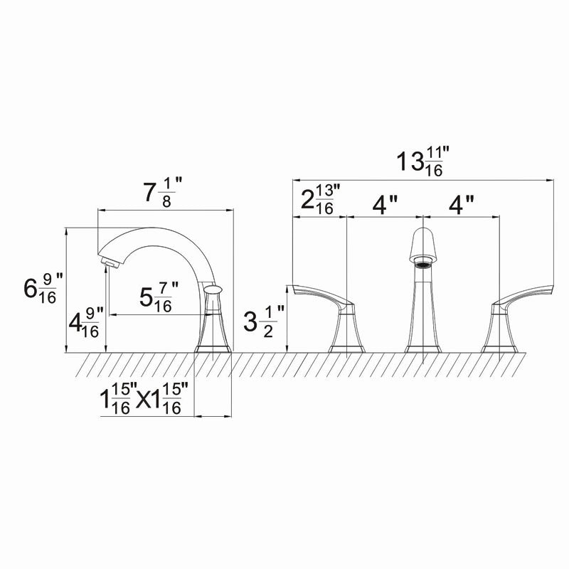 Theo 8" Widespread Bathroom Lavatory Faucet