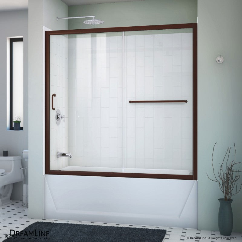 Infinity-Z Semi-Frameless Single Sliding Tub Door Kit with Diamond Style Wall