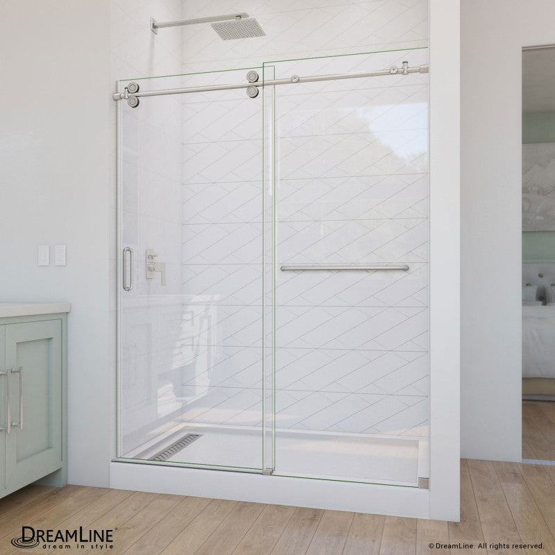 Enigma-CXO Frameless Single Sliding Shower Door with Towel Bar