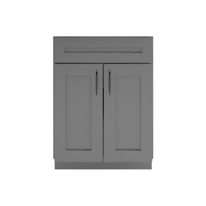 RTA Dark Grey Shaker 24" Freestanding Bathroom Vanity Sink Base with Optional Quartz or Ceramic Countertop