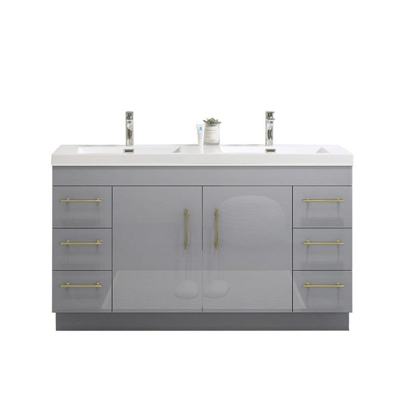 Elsa 60" Freestanding Bathroom Vanity with Acrylic Integrated Sink Top