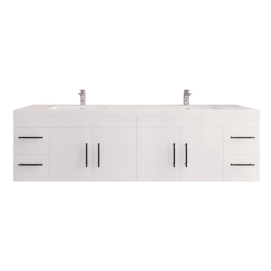 Elsa 84" Wall Mounted Bathroom Vanity with Acrylic Integrated Sink Top