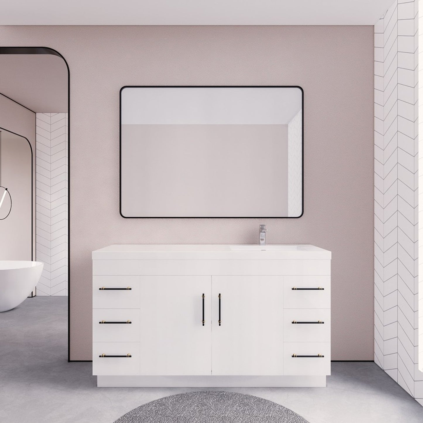 Elsa 60" Freestanding Bathroom Vanity with Acrylic Integrated Sink Top