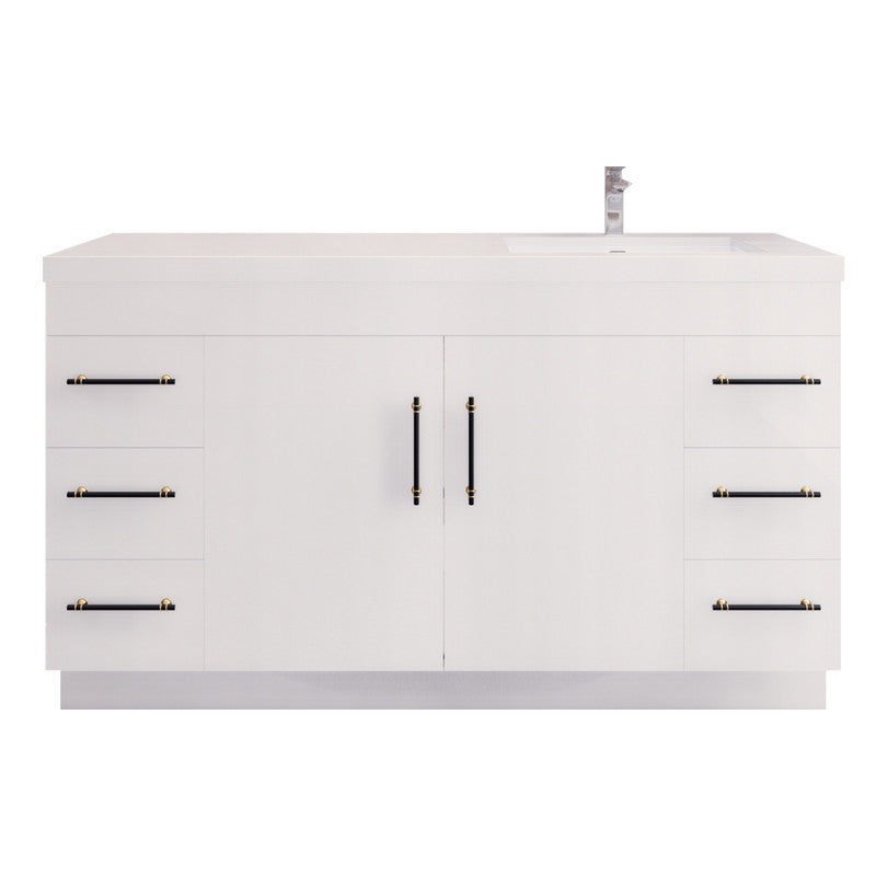 Elsa 60" Freestanding Bathroom Vanity with Acrylic Integrated Sink Top