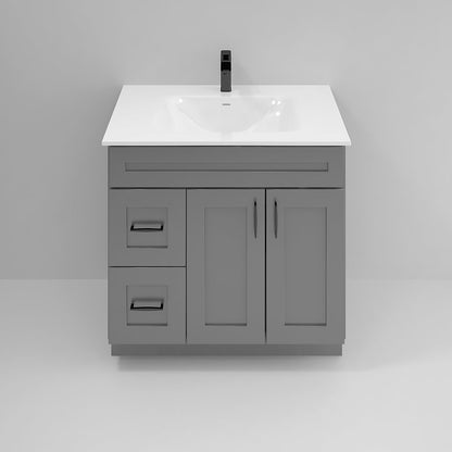 RTA Dark Grey Shaker 36" Freestanding Bathroom Vanity Combo Base with Optional Quartz or Ceramic Countertop