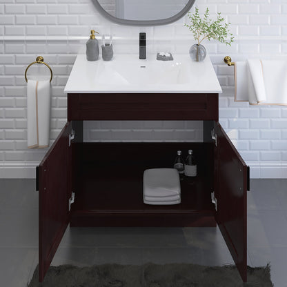 RTA Espresso Shaker 36" Freestanding Bathroom Vanity Sink Base with Optional Quartz or Ceramic Countertop