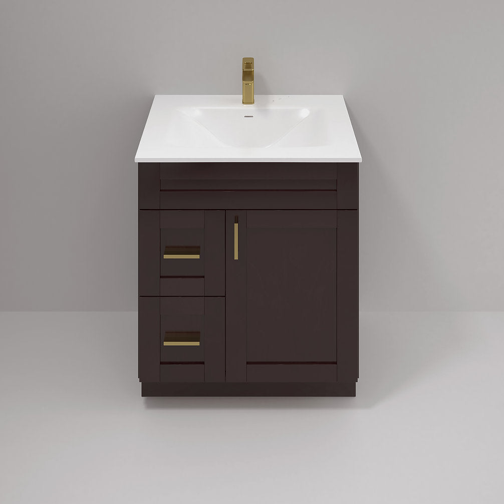 RTA Espresso Shaker 30" Freestanding Bathroom Vanity Combo Base with Optional Quartz or Ceramic Countertop