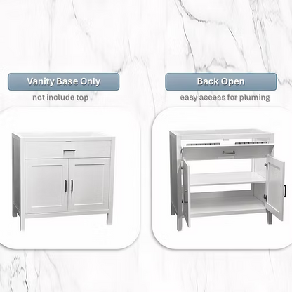 Newport 30" Freestanding Bathroom Vanity with Solid Surface Integrated Sink Top