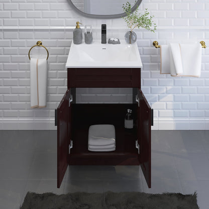 RTA Espresso Shaker 24" Freestanding Bathroom Vanity Sink Base with Optional Quartz or Ceramic Countertop