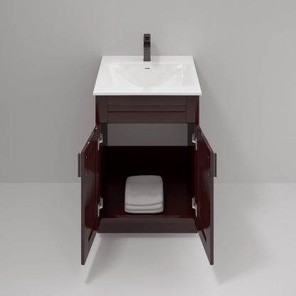 RTA Espresso Shaker 24" Freestanding Bathroom Vanity Sink Base with Optional Quartz or Ceramic Countertop