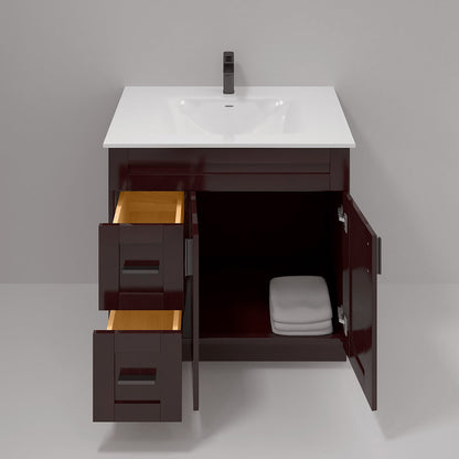 RTA Espresso Shaker 36" Freestanding Bathroom Vanity Combo Base with Optional Quartz or Ceramic Countertop